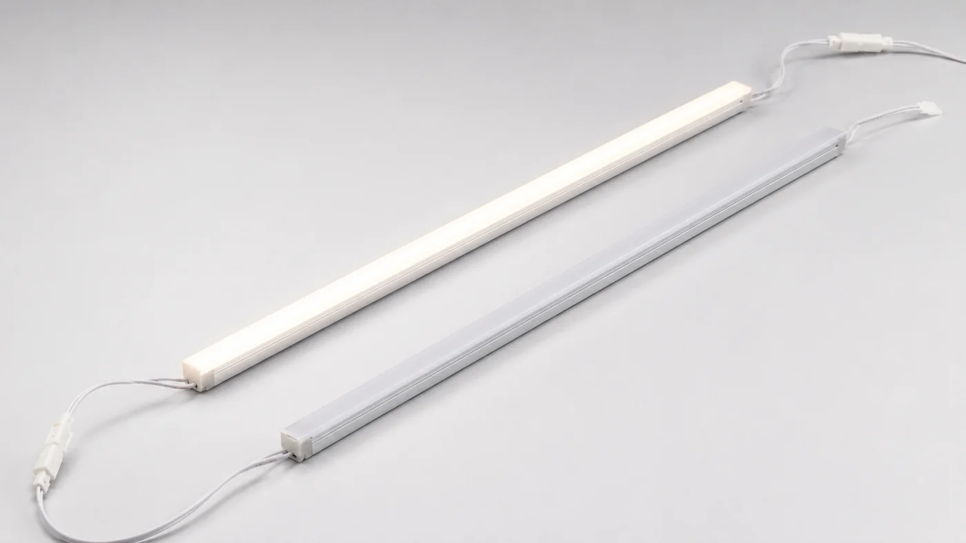 ULIGHT 1010S slim linkable linear LED bar, lit and unlit — 10×10.5mm dot-free diffuser